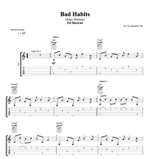Bad Habits (Easy Version) - Ed Sheeran