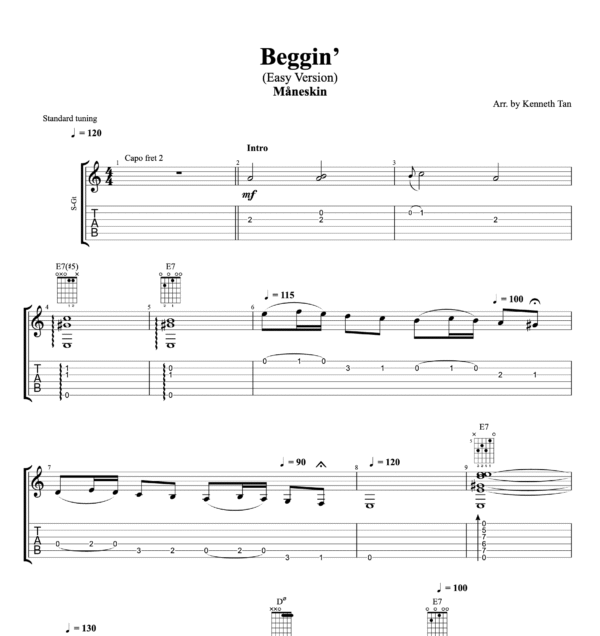 Beggin’ (Easy Version) - Måneskin