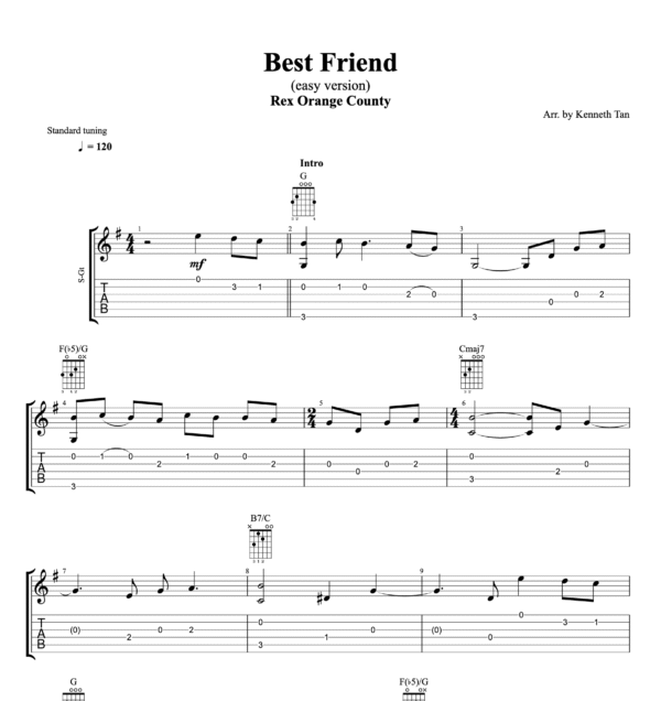 Best Friend (easy version) - Rex Orange County