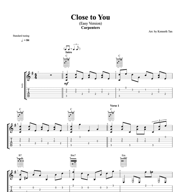 Close to you (Easy Version) - Carpenters