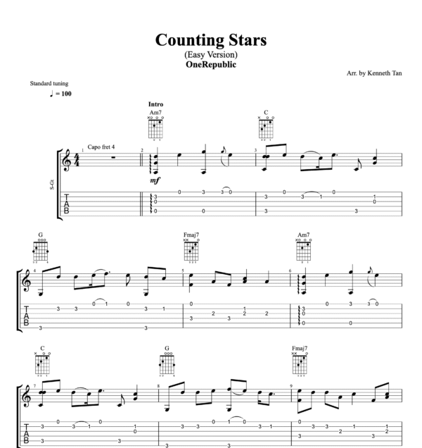 Counting Stars (Easy Version) - OneRepublic