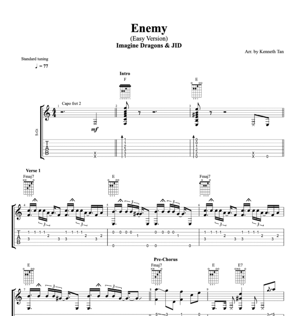 Enemy (Easy Version) - Imagine Dragons & JID