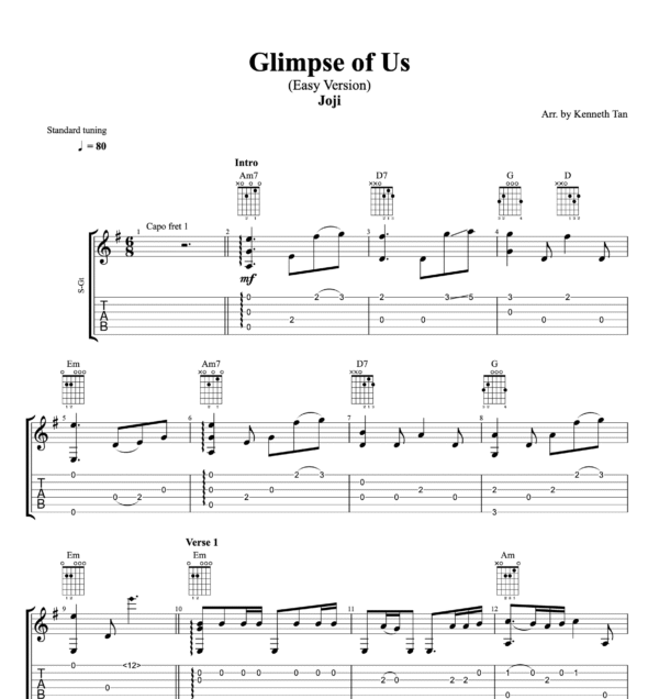Glimpse of Us (Easy Version) - Joji