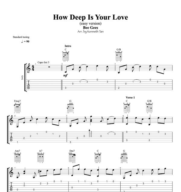 How Deep Is Your Love (easy version) - Bee Gees