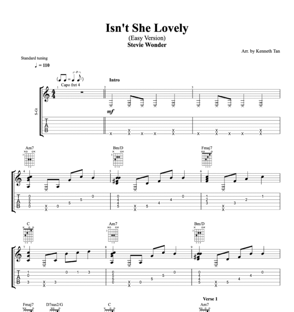 Isn't She Lovely (Easy Version) - Stevie Wonder