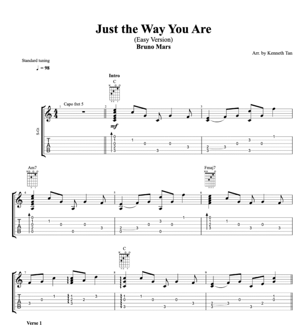 Just the Way You Are (Easy Version) - Bruno Mars
