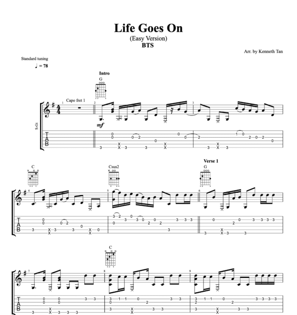 Life Goes On (Easy Version) - BTS