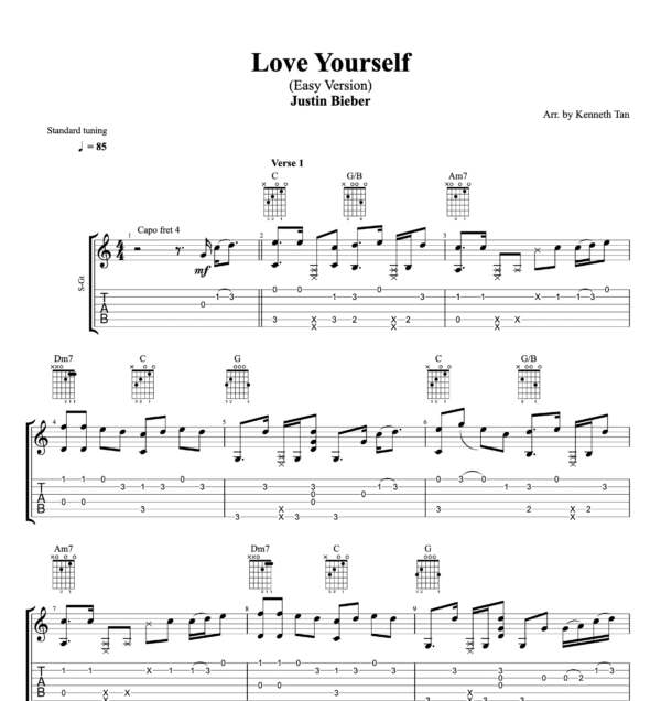 Love Yourself (Easy Version) - Justin Bieber