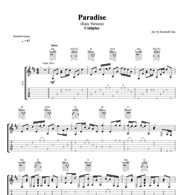 Paradise (Easy Version) - Coldplay