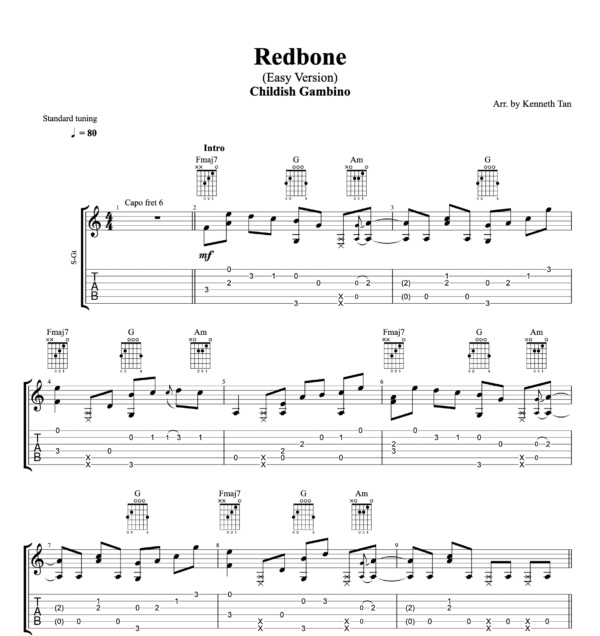 Redbone (Easy Version) - Childish Gambino