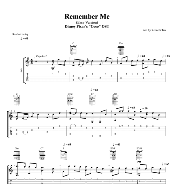Remember Me (Easy version) - Disney Pixar's "Coco" OST