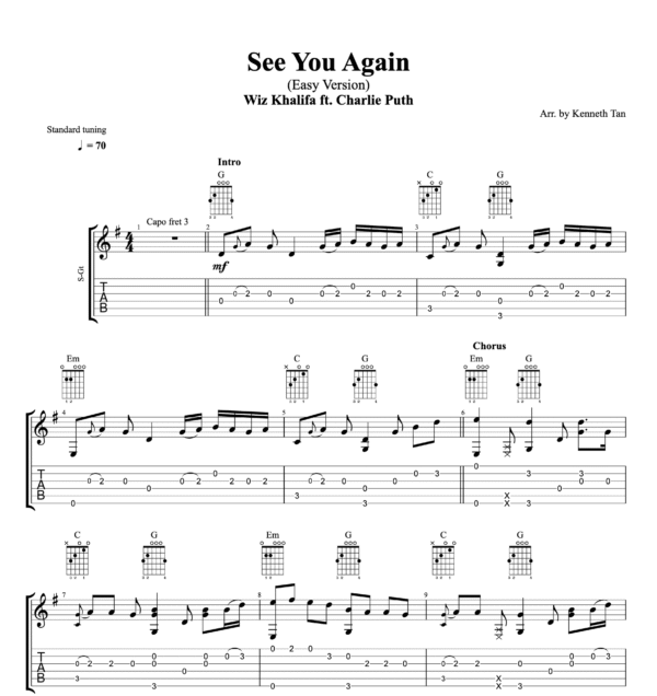 See You Again (Easy Version) - Wiz Khalifa ft. Charlie Puth