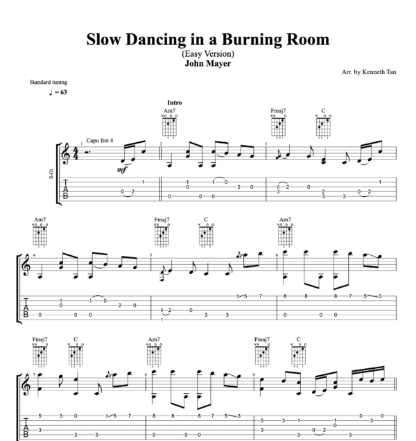 Slow Dancing in a Burning Room (Easy Version) - John Mayer