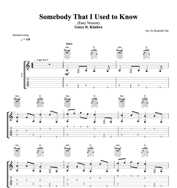 Somebody That I Used to Know (Easy Version) - Gotye ft. Kimbra