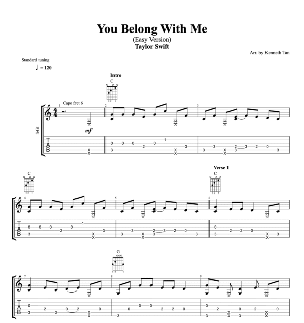 You Belong With Me (Easy Version) - Taylor Swift